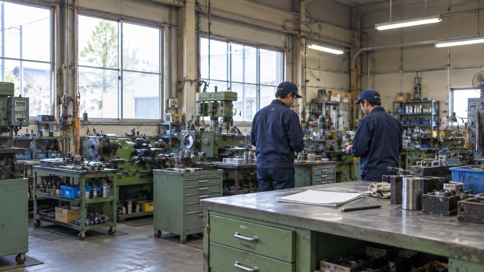 製造現場で機械と向き合う作業員たち